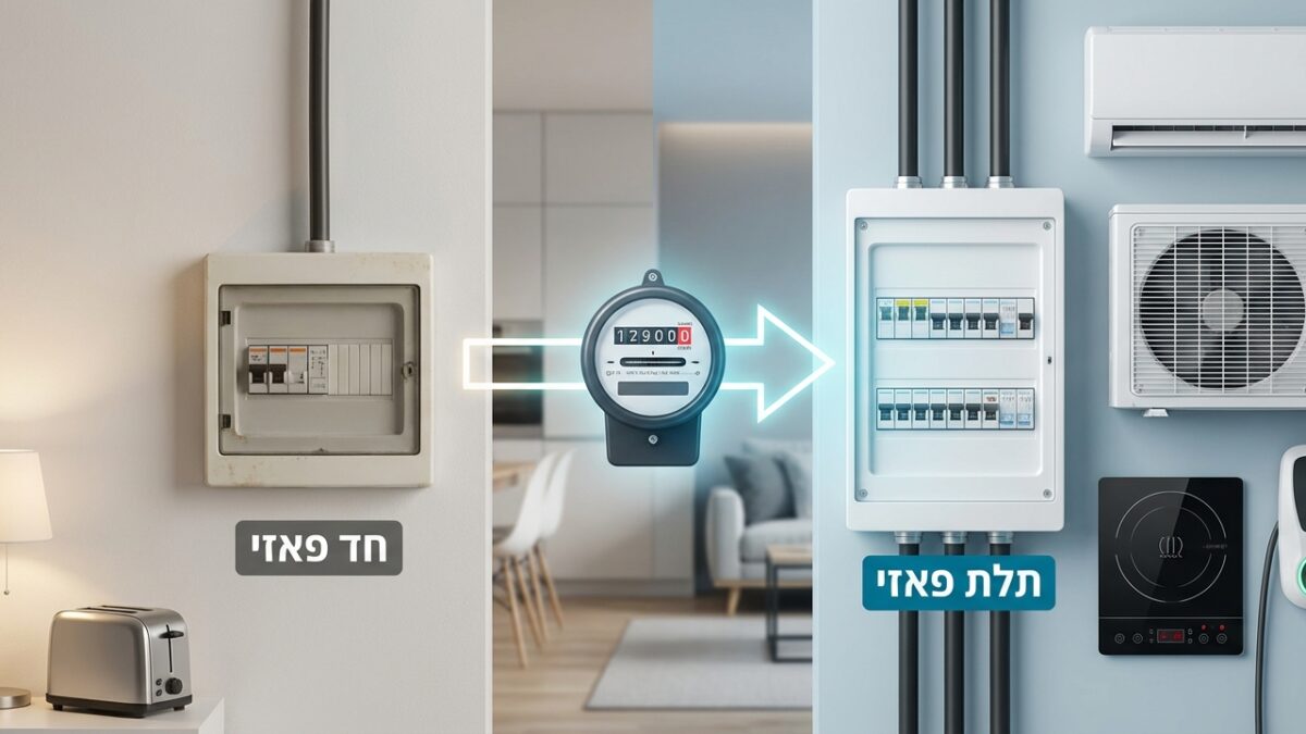 הגדלת חיבור חשמל לדירה: חד פאזי מול תלת פאזי